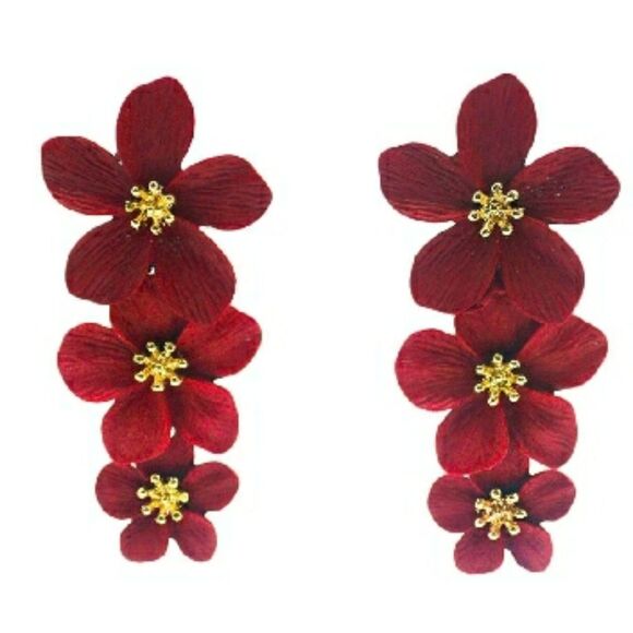 BRAND NEW PETAL & POPPY  FLORAL DROP DANGLE EARRINGS - Picture 1 of 9